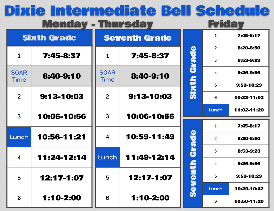 Bell schedule (also on home page)